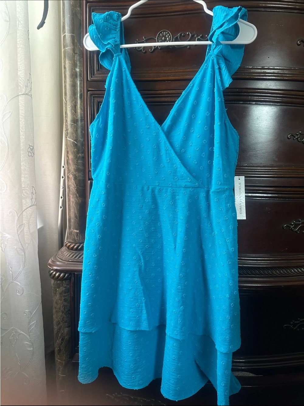 Sleeveless V-Neck Teal Blue Tiered Summer Dress